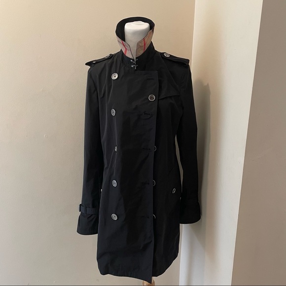 Burberry Brit women’s black Rain coat Size US 10 - Picture 2 of 9